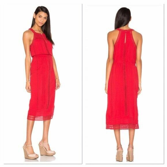 $325 JOIE DANCE EYELET DRESS XS Crochet Midi Dress - Picture 4 of 9